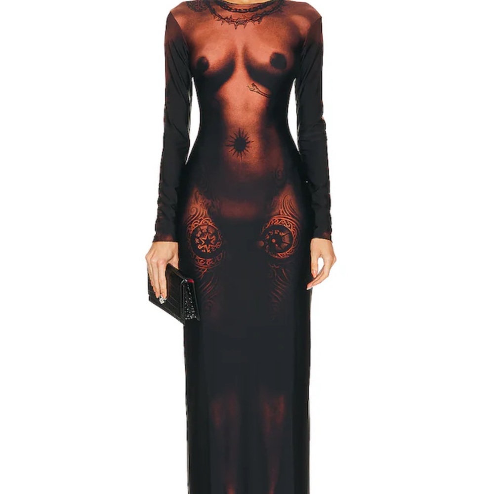JEAN PAUL GAULTIER
Printed Corps Long Sleeve High Neck Dress